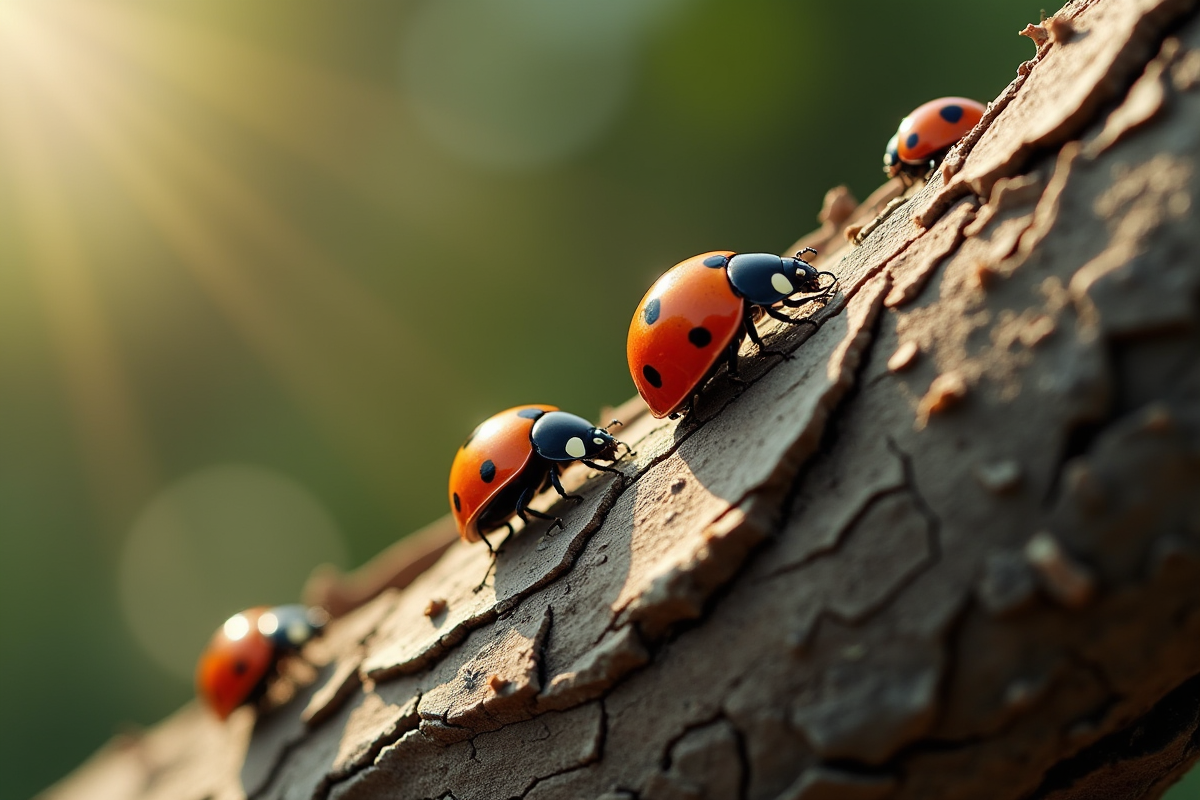 Plusieurs coccinelles sur l