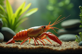 Écrevisse d'eau douce dans un aquarium naturel lumineux