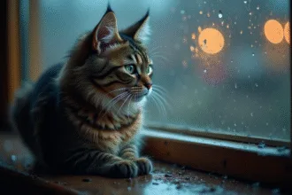 Chat triste se toilettant moins, signes de mal-être félin