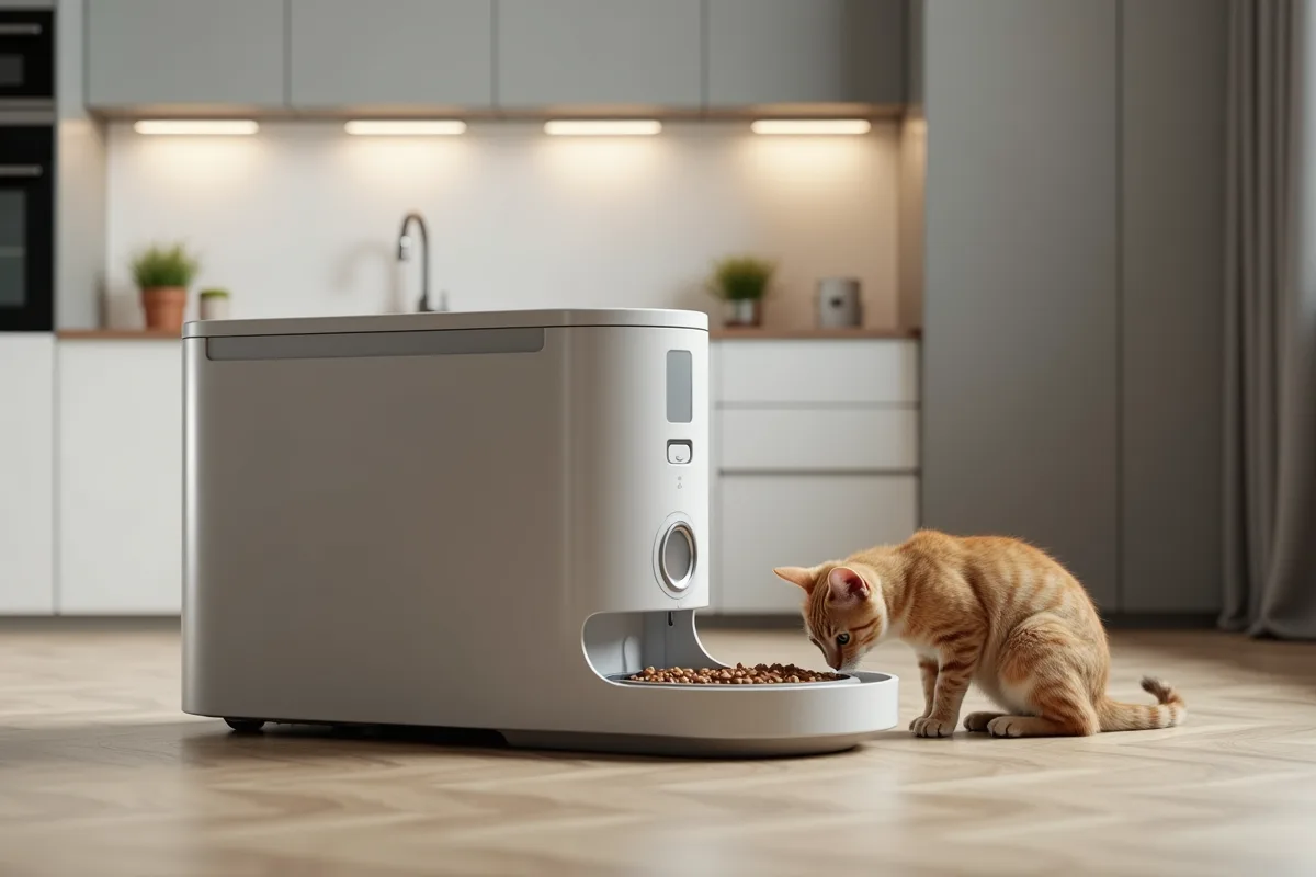 Distributeur automatique de croquettes pour chats moderne et pratique