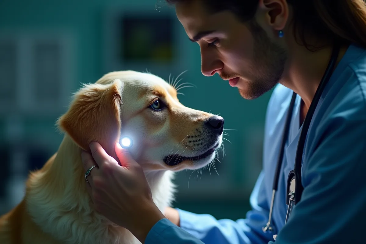 Chien se grattant l'oreille à cause de la gale