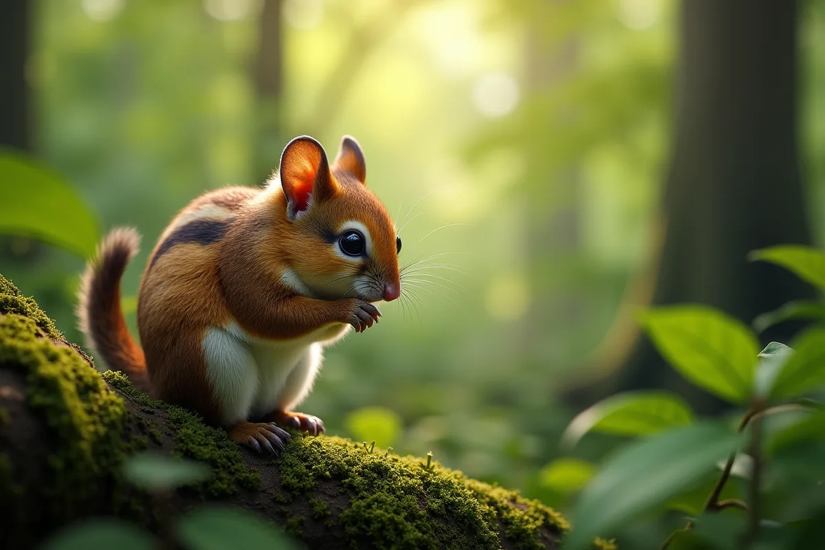 Lérot dans son habitat naturel, yeux grands et expressifs