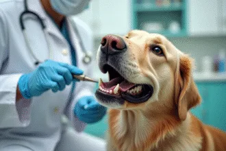 Chien âgé avec des signes de maladie parodontale