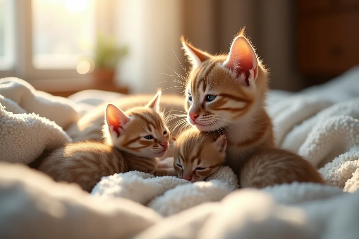Chatons nouveau-nés dans un espace sécurisé et calme
