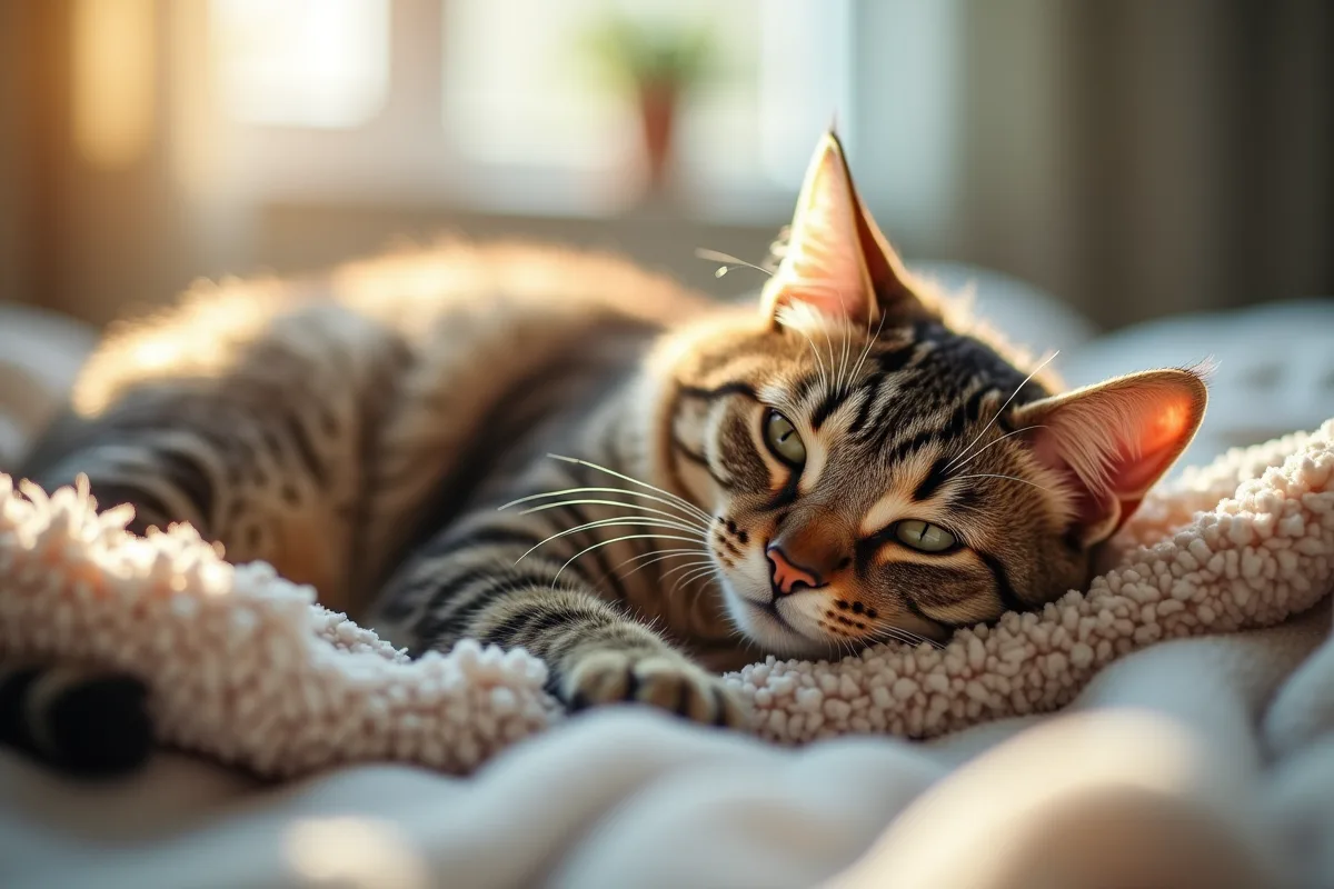 Chat diabétique montrant des signes de fatigue et de faiblesse