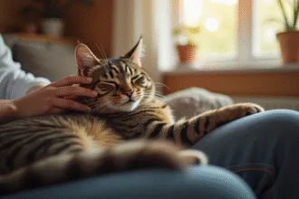 Chat se frottant contre une main en quête de caresses