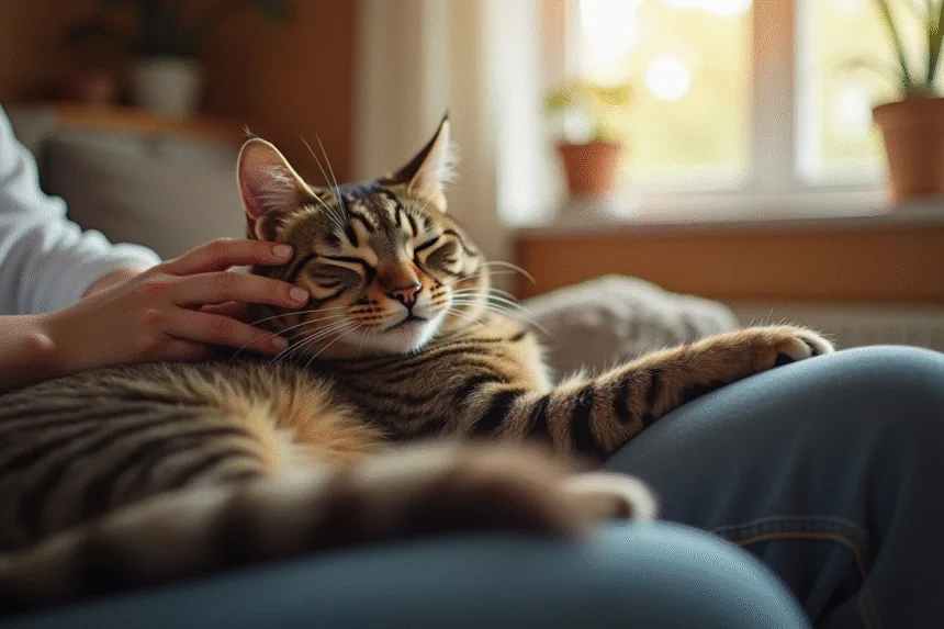 Chat se frottant contre une main en quête de caresses