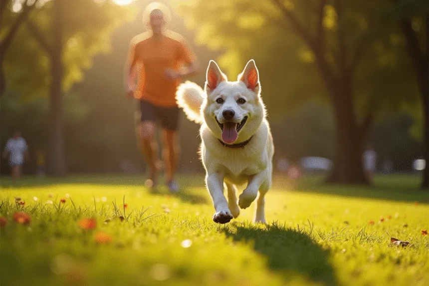 Chien courant en canicross avec un coureur sur un sentier naturel
