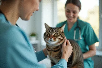 Chat observant pensivement un radiateur, reflet de son état de santé