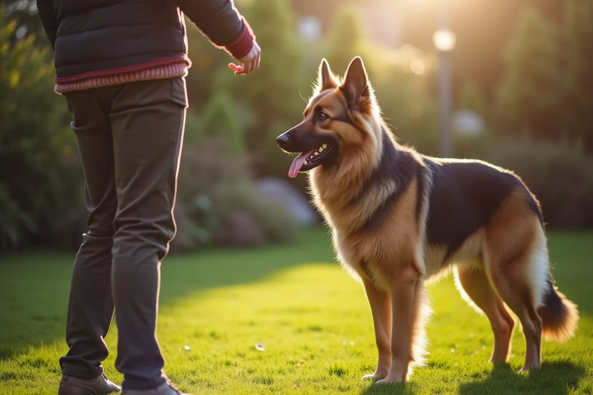 Chien de berger du Caucase éduqué en pleine nature
