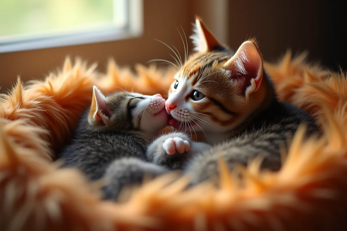 Chaton nouveau-né reposant dans un nid douillet et sécurisé