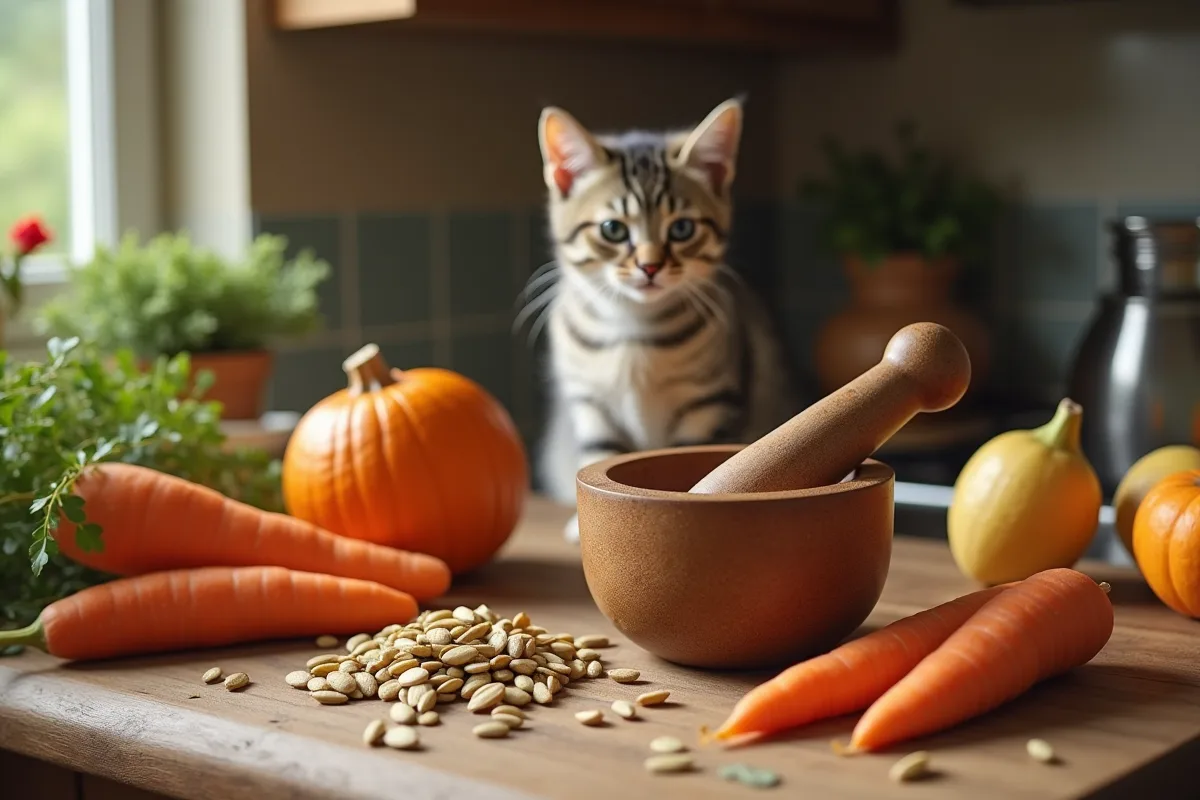 Vermifuge naturel fait maison pour chats avec ingrédients courants
