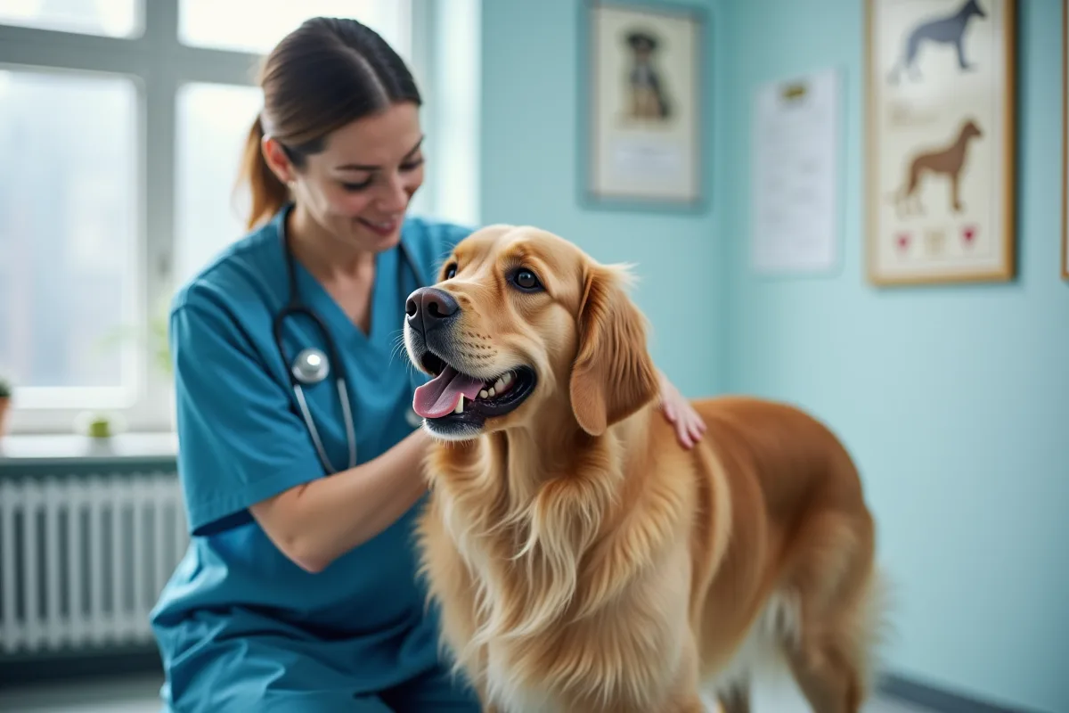 Chiot avec truffe humide et regard malicieux dans un jardin