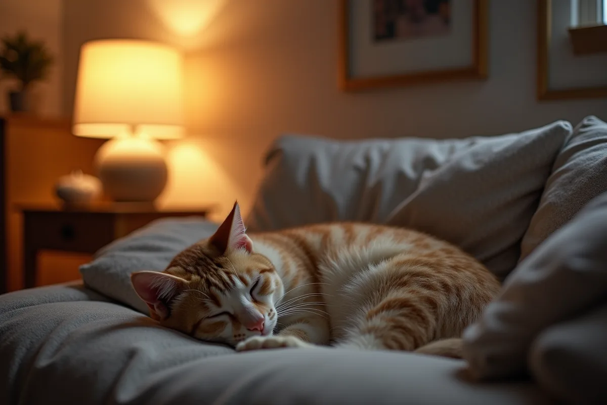 Chat miaulant la nuit dans un environnement sombre et calme