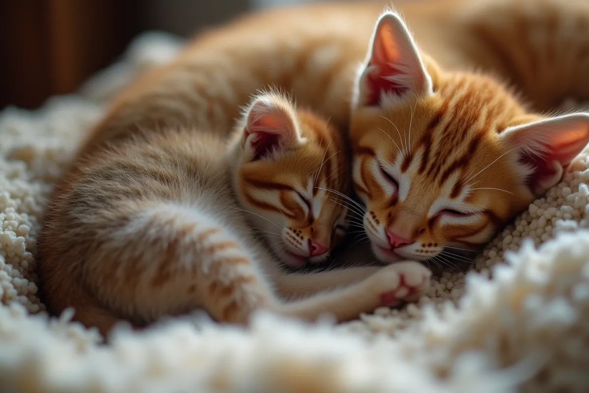 Chaton jouant avec sa mère dans un environnement chaleureux