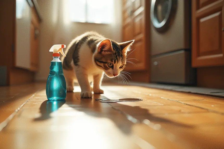 Chat vacillant avec les yeux dilatés près d'un bouquet de lys