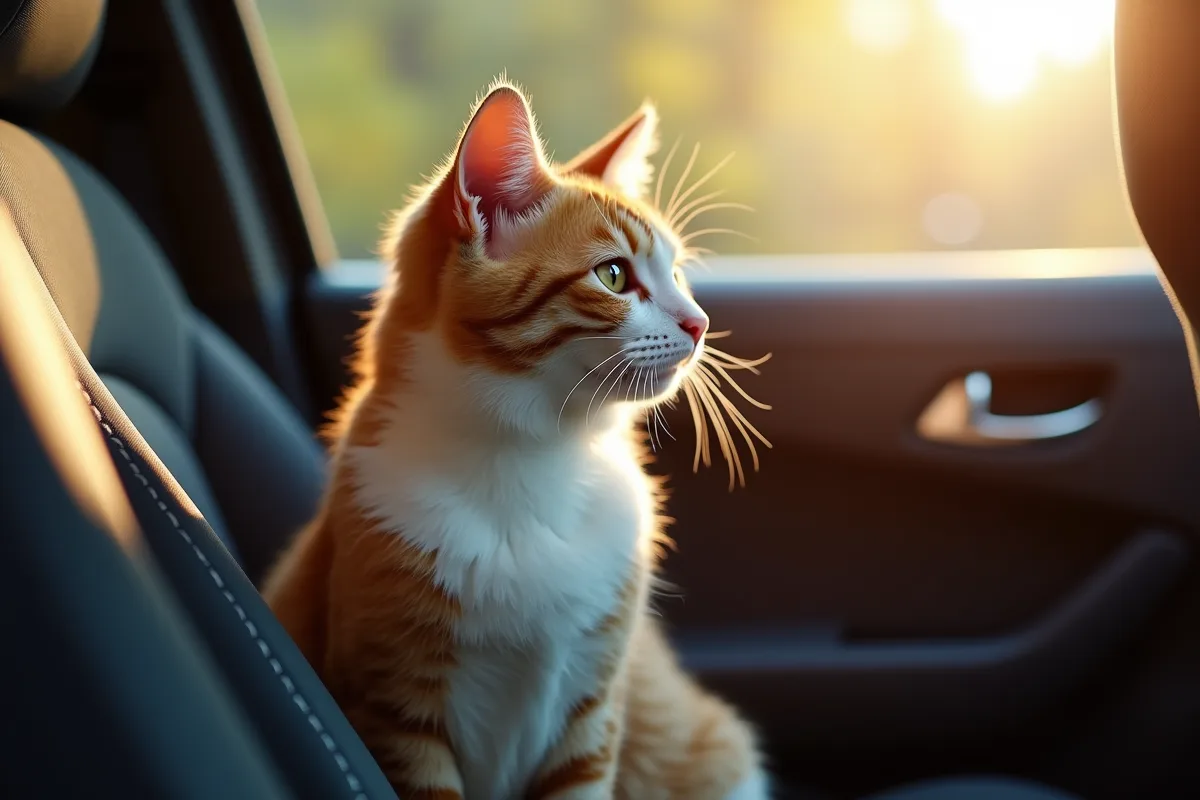 Chat stressé dans une voiture pendant un trajet